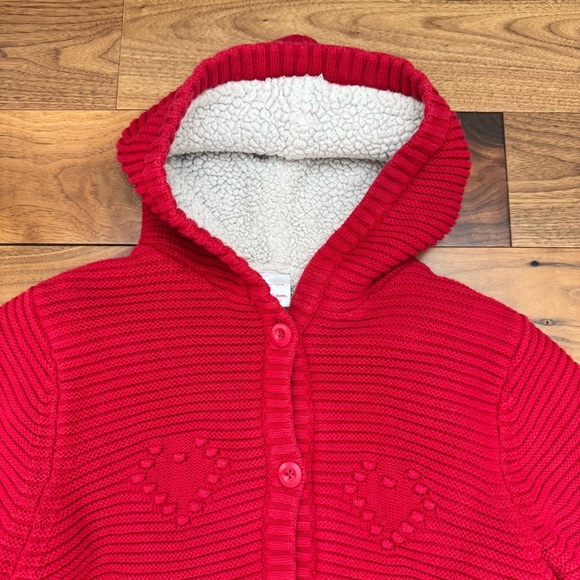 Hanna Andersson sherpa lined knitted button front hooded coat cardigan 140cm - Picture 3 of 13